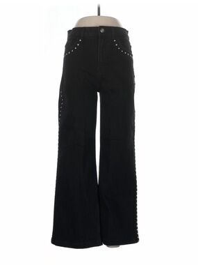 lola Black Wide-Leg Jeans with Stud Trim